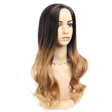 Ombre Wig Blonde Light Brown Middle Part Long Wavy Wig Heat Resistant Synthetic Daily Party Wig for Women