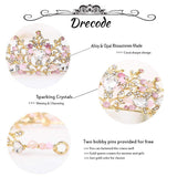 Drecode Bride Wedding Crowns and Tiaras Rose Gold Rhinestone Crown Bridal Crystal Queen Prom Hair Accessories for Women and Girls