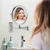 Ovente Wall Mounted Makeup Vanity Mirror 7 Inch 1X 7X Magnifier 360 Degree Extended Arm Double Sided Spinning Bathroom Decor Shaving Beauty Barber Personal Circle Large Polished Chrome MNLFW70CH1X7X