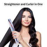 Professional Flat Iron for Hair,Beach Waves Design Hair Straightener and Curler 2 in 1 with Anion,Adjustable Temp,LCD Digital Display,Auto Shut-Off,Dual Voltage Travel Curling Iron Hair Styling Tools