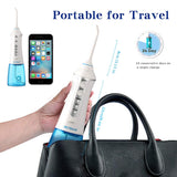 Water Flosser Cordless Dental Teeth Cleaner - McNaval Portable Water Flossing with 300ML Large Cleanable Water Tank USB Rechargeable IPX7 Waterproof 3-Mode with 4 Jet Tips