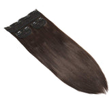 20” Long Clip In On Hair Extension 3 Pcs 8 Clips 3/4 Full Head Real Thick Hairpiece Clip In Curly Straight Synthetic Heat Resistant Hair 190g(20"straight,dark brown)