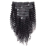 Kinky Curly Clip In Hair Extensions 7pcs Brazilian Virgin Hair Natural Hair Clip Ins 3B 3C Kinky Curly Clip In Human Hair Extensions For Black Women Natural Color 100g/set (12inch)