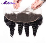 100% Hand Tied Loose Wave Lace Frontal With Baby Hair Lace Closure 13x4 Ear To Ear Brazilian Virgin Hair Free Part Lace Closure Natural Color 12 inch