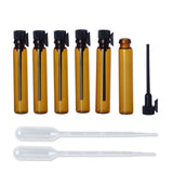 Enslz 100Pieces Amber Glass Mini Small Empty Perfume Sample Bottles Travel Refillable Aromatherapy Essential Oils Liquid Fragrance Sample Vials With Black Caps (1ml)