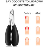2 Packs Ingrown Large Toenail Clippers for Thick Toenails Heavy Duty Easy Grip Rubber Handle Style Toenail Clipper Ingrown Toenail Tool for Men, Seniors, Adults (Black)