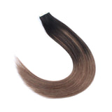 Sixstarhair Silky Straight Beautiful Balayage Color New Trend Tape in Hair Extensions Dark Brown Fading to Chestnut Brown Remy Human Hair Ombre and Piano Colors [Color B2-6 16inch]
