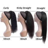 Seelaak 24inch Long Straight Remy Human Hair Ponytail Extension Wrap Around Ponytail Hair Piece with Clips Magic Paste Binding Pony Tail Hairpiece 1B# 100g/set (24inch)