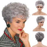 BLONDDE UNICORN Ombre Short Grey Human Hair Wigs Curly Hair Wigs for Women