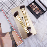 DUcare Makeup Brushes Duo End Foundation Powder Buffer and Contour Synthetic Cosmetic Tools 2Pcs Christmas Gift
