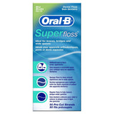 Oral-B Super Floss Mint Dental Floss Pre-Cut Strands 50 ea (Pack of 3)