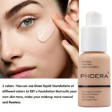 2 Colors PHOERA Liquid Foundation,Matte Full Coverage Foundation Makeup with Mushroom Head Applicator, Oil Control Flawless Concealer Cover Facial Blemish Foundation Makeup for Women (102# and 103#)