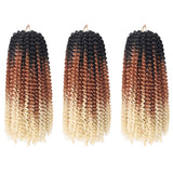Spring Twist Hair 12 Inch 3 Pack Ombre Colors Crochet Braids Bomb Twist Crochet Braids Kanekalon Synthetic Hair Extensions(Black brown beige)