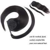 22" Human Hair Ponytail Extensions 140g #1B Natural Black 100% Remy Human Hair Wrap Around Long Ponytail Clip in Hair Extensions Straight One Piece Hairpiece (22", Natural Black)