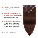 Real Clip in Hair Extensions Medium Brown 8 Pieces - Premium Womens Straight Double Weft Thick Remy Hair Extensions Clip in on Human Hair for Short Hair (12" / 12 inch, #4, 82 grams/2.9 Oz )