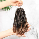 Spring Twist Crochet Hair 8 Inches Bomb Twist Curly Crochet Hair For Black Women Nubian Twist Braiding Hair Extension Fluffy Twist Crochet Hair Braids Ombre Natural Black to Dark Blonde 5 Pack 500g