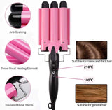 Hair Waver, 3 Barrel Curling Iron Wand 25mm Crimper Hair Iron Professional Waver Iron Temperature Adjustable Heat Up Quickly Last Long Hair Crimper for Women Girl