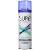 Sure Anti-Perspirant & Deodorant Aerosol, Unscented 6 oz ( Packs of 4)