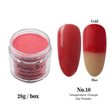 28g/Box Red and Beige Temperature Color Change Dip Powder Nails Dipping Nails Long-lasting Nails No UV Light Needed, (W-No.10)