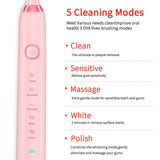 Sonic Electric Toothbrush With Travel Case, 6 Hours Charge Minimum 30 Days, Use 5 Optional Modes, Adapt To Any USB Interface For Wireless Charging, Unique Cherry Blossoms Pink