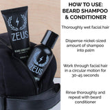 ZEUS Travel Beard Shampoo (2 oz) and Beard Conditioner (1.8 oz) Set for Men (Scent: Verbena Lime)