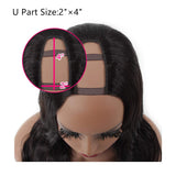 U Part Wig Human Hair Wigs for Black Women Body Wave Wig Natural Black Color 22 Inch Half Wig Glueless Full Head 150% density 2"x4" U part Hair Extension Clip in Human Hair