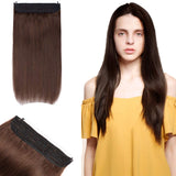 Hairro Miracle Wire Extension Human Hair 16 Inch Hidden Crown Extensions Thicker Dark Brown Secret Fish Line in Hairpiece Long Straight No Clips No Glue 90g #2