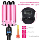 3 Barrel Curling Irons Hair Curling Wands Hair Waver, 1 inch Hair Waving Curler Hair Styling Irons Hair Crimper Deep Waver for Curler Temperature Adjustable with LCD