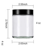 Encheng 12Pack of 4 oz Clear Round Glass Jars, with Inner Liners and black Lids,Empty Cosmetic Containers,Cream jars … …