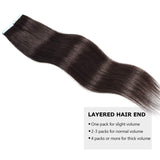 HAIRREAL Tape in Hair Extensions Remy Human Hair Seamless Skin Weft Straight Hair 50g/Pack 20 Inch 20Pcs Hairpiece 2# Dark Brown