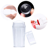 NICENEEDED Nail Art Stamping Kit With 1 Set Clear Jelly Nail Art Stamper With Scraper & Storage Bag Nail Stamping Head With A Lid Big Scraper For DIY Nail Art Stamping Plates