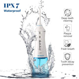 Water Flosser Cordless Dental Teeth Cleaner - McNaval Portable Water Flossing with 300ML Large Cleanable Water Tank USB Rechargeable IPX7 Waterproof 3-Mode with 4 Jet Tips