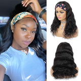 Headband Wig for Black Women Human Hair Body Wave Headband Wigs 150% Density Non Wigs Natural Black Color(12 Inch, Headband Wig)