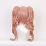 AICWDIVA Anime Danganronpa V3 Enoshima Junko Cosplay Wigs Light Pink Hair Clip Ponytails Cosplay Wigs Heat Resistant Synthetic