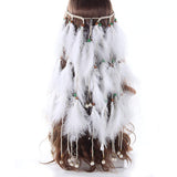 Fashband White Feather Headband Festival Hair Piece Boho Headwear Wedding Fairy Headdress Tribal Headpiece Indian Hair Accessories for Women and Girls