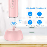 Sonic Electric Toothbrush, Travel Rechargeable Toothbrush for Adults Kids with 5 Modes and 3 Intensity Levels, Waterproof, USB Fast Charging, Smart Timer,4 Brush Heads & Travel Case Included-Pink