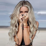 Blonde Wig Long Wavy None Lace Front Wigs Glueless Ombre Wigs for Women 24 inches