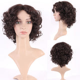 S-noilite Women Medium Short Curly Hair Wig Cosplay Party Costume Heat Resistant Synthetic Natural Fluffy Full Wigs,10inch,Dark Brown