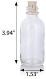 2 oz Clear Glass Boston Round Bottle with Cork Stopper Closure (6 Pack) + Funnel