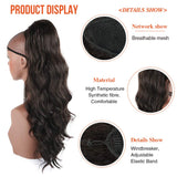 CHOOH Natural Black Long Body Wavy Drawstring Ponytail Extension Drawstring Heat Resistant 24 Inch Curly Wavy Pony Tail Hairpiece for Women(2#)