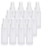 2 oz Clear Natural Refillable Plastic Squeeze Bottle with White Fine Mist Spray - (12 Pack)
