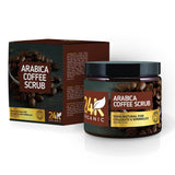 24K Organic Arabica Coffee Scrub, Contains Vitamin E. & Shea Butter, Therapy for Varicose Veins, Cellulite, Stretch Marks, Eczema and Acne, Deep Skin Exfoliator, 8 oz.