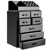 InnSweet Acrylic Makeup Organizer Cosmetic Storage Drawers, Jewelry Display Box with 7 Drawers, Black