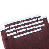 22 Inch Remy Tape in Human Hair Extensions 20pcs 50g #99J Wine Red Straight Hair Seamless Skin Weft Glue in Hairpieces with Invisible Double Sided Tape