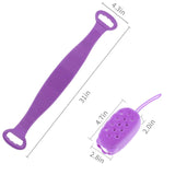 Silicone Back Scrubber for Shower, Updated Long Exfoliating Bath Body Brush, Easy to dry and Soft Massage Skin Bath Towel with Sponge Bubble Brush, Improves Skin's Health and Beauty (purple)