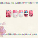 Lurrose 120Pcs Children False Nails Tips Cartoon Nails Press on Fake Nails Pre-glue Full Cover Nails Lovely DIY False Nails for Kids Girls (random pattern)