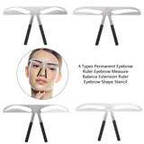 Eyebrow Ruler, Permanent Tattoo Eyebrow Measure Balance Extension Three-point positioning design Ruler Shape Stencil Stainless Steel Makeup Tool (Standard Eyebrow)