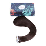 Maxfull Tape In Remy Hair Extensions Chocolate Brown, Double Sided Undetectable Seamless Hair Extensions, 20pcs, 22inch, 50g