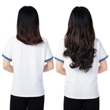 FUT_Forever 18" Curly Wavy 4 Pieces Set Thick Clip in on Hair Extensions Dark Brown