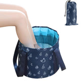 Collapsible Foot Bath Tub for Travel, Portable Foot Soak Spa Basin Multifunctional Folding Water Bucket for Soaking Feet, Washing Vegetables and Fruits, Outdoor, Camping (25L, Dark Blue)